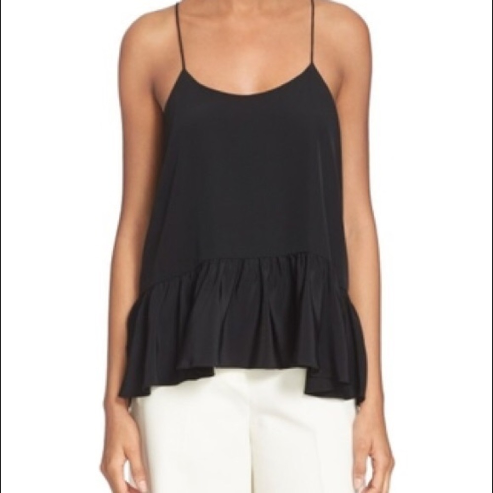 Black Tibi peplum tank top in relaxed fit